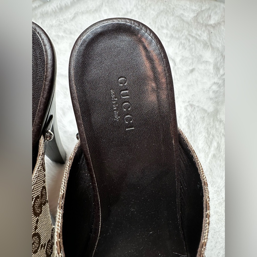 Gucci Women's Brown Monogram Mules - Picture 6 of 17